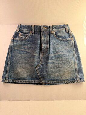 CELINE DENIM SKIRT IN DARK STONE WASH
